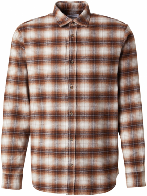 JACK & JONES Košeľa 'JJJOSHUA'  krémová / hrdzavohnedá / tmavohnedá