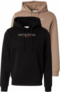 JACK & JONES Mikina 'JORBillyburg'  hnedá / červená / čierna / biela