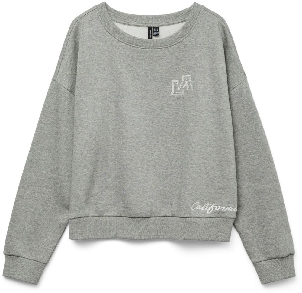 VERO MODA Mikina 'VMTRINA'  sivá melírovaná / biela