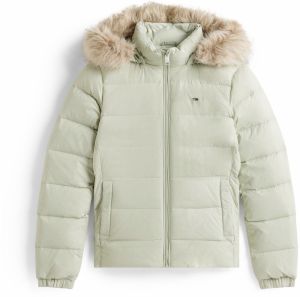 Tommy Jeans Zimná bunda  námornícka modrá / pastelovo zelená / červená / biela