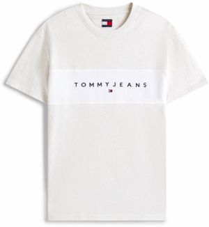 Tommy Jeans Tričko  svetlobéžová / námornícka modrá / červená