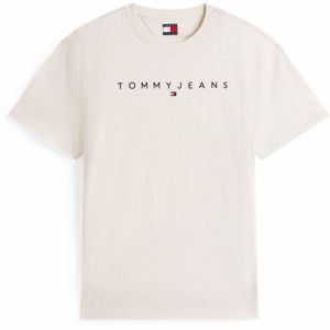 Tommy Jeans Tričko  béžová melírovaná / námornícka modrá