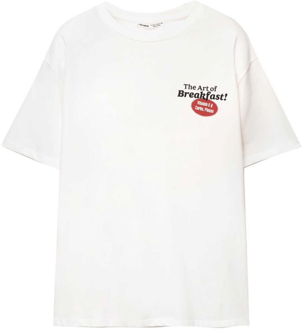 Pull&Bear Tričko  oranžová / červená / čierna / biela