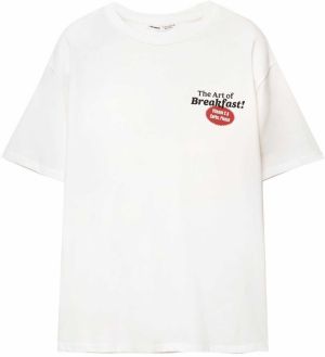 Pull&Bear Tričko  oranžová / červená / čierna / biela