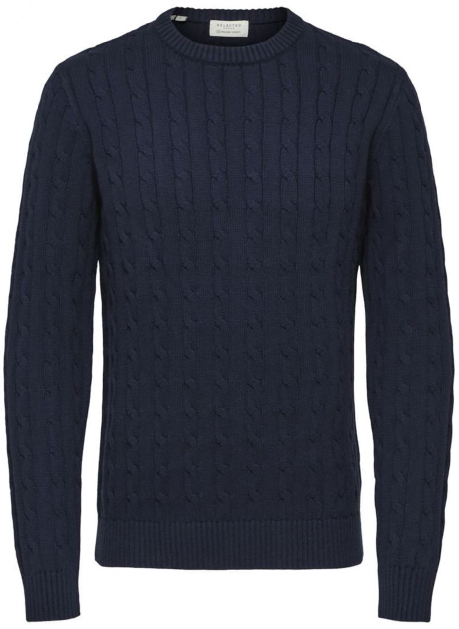 SELECTED Sveter 'Ryan'  námornícka modrá