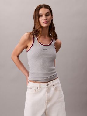 Calvin Klein Jeans Top  sivá melírovaná / burgundská / biela