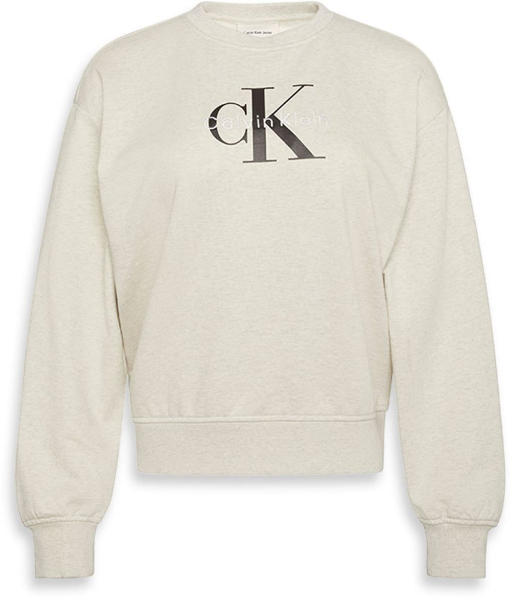 Calvin Klein Jeans Mikina  sivá melírovaná / čierna / biela