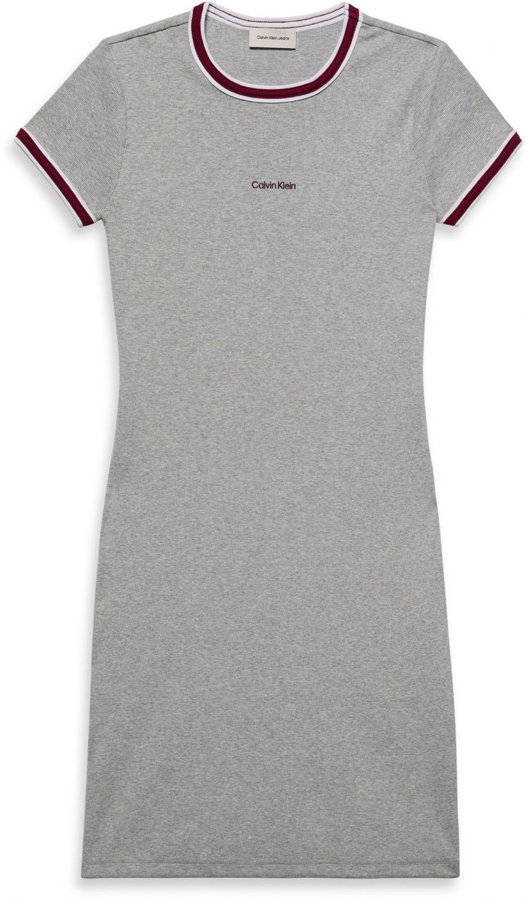 Calvin Klein Jeans Šaty  svetlosivá / vínovo červená / biela