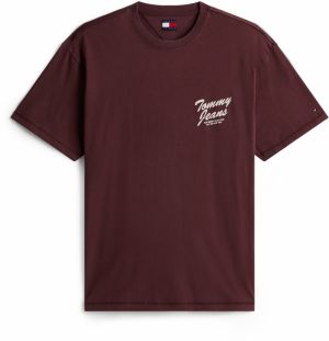 Tommy Jeans Tričko 'NOVELTY'  gaštanová / biela