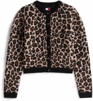 Tommy Jeans Kardigán  hnedá / kapučíno / čierna