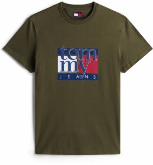 Tommy Jeans Tričko  tmavomodrá / olivová / červená / biela