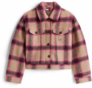 Tommy Jeans Prechodná bunda  béžová / antracitová / orchideová / bordová