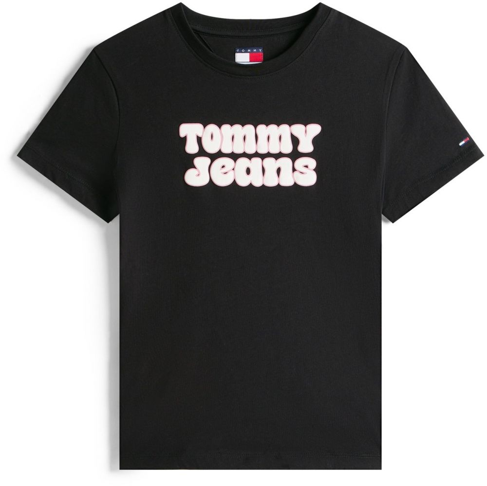 Tommy Jeans Tričko 'ESSENTIAL'  ružová / čierna / biela