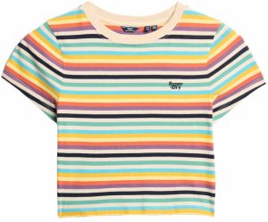 Superdry Tričko  béžová / svetlomodrá / oranžová / čierna