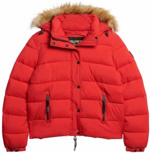 Superdry Zimná bunda  béžová melírovaná / svetločervená