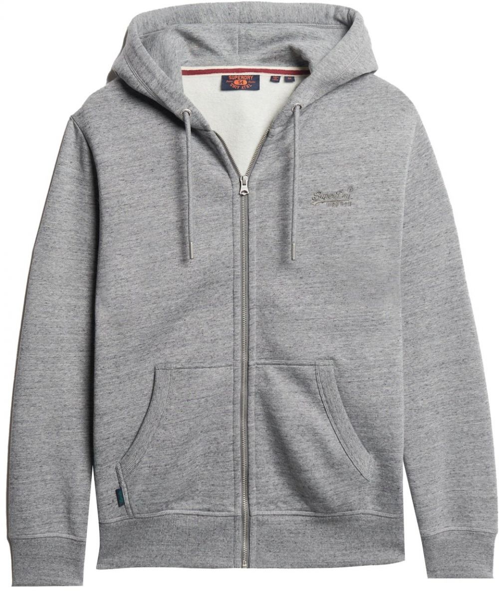 Superdry Tepláková bunda 'ESSENTIAL'  sivá melírovaná