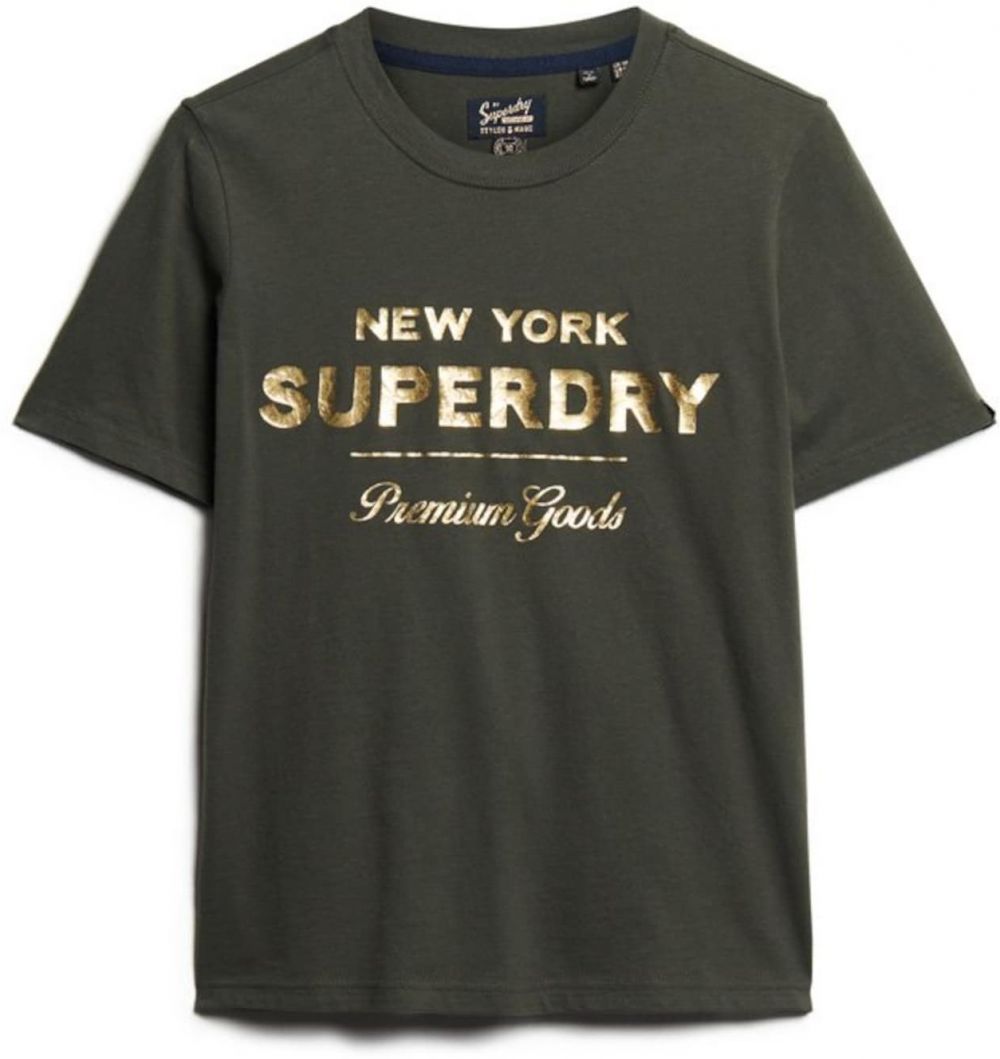 Superdry Tričko  zlatá / kaki