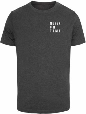 Merchcode Tričko 'Never On Time'  grafitová / biela