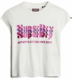 Superdry Tričko  nebielená / zlatá / orchideová / čierna