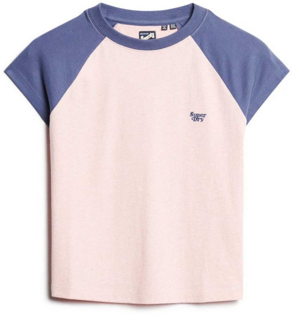Superdry Tričko 'Essetial'  modrofialová / pastelovo ružová
