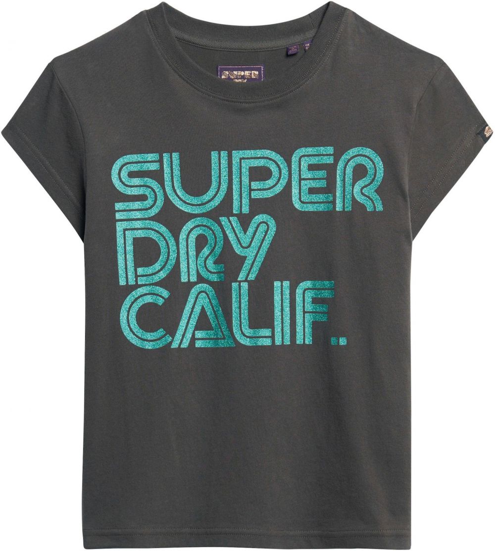 Superdry Tričko  tyrkysová / antracitová