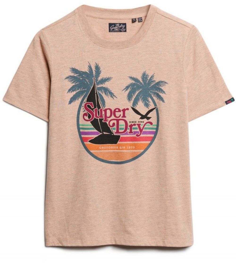 Superdry Tričko  modrá / ružová / tmavoružová / čierna