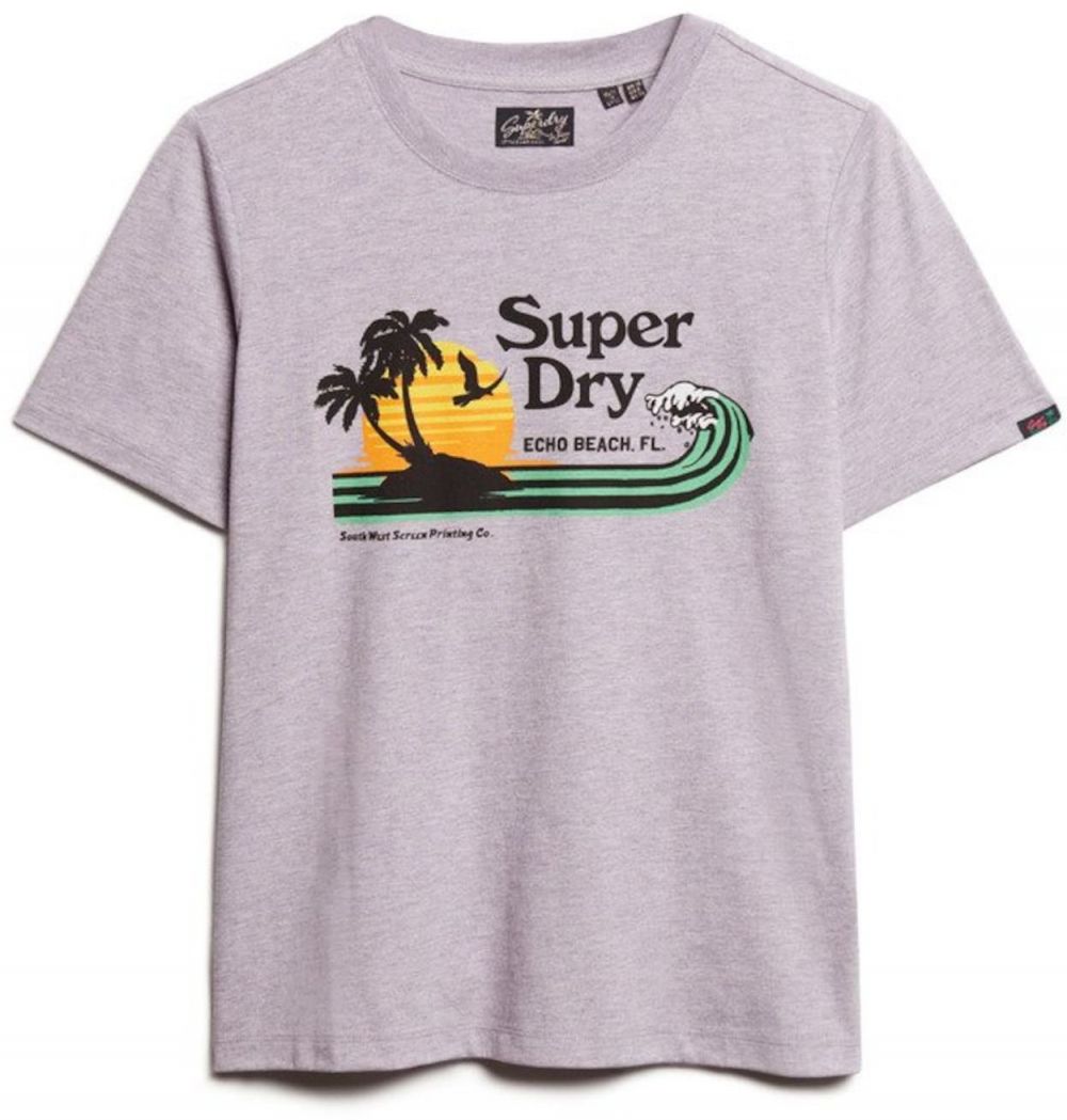 Superdry Tričko  zelená / orgovánová / oranžová / čierna