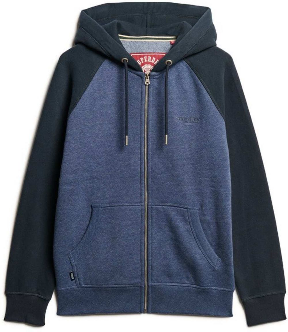 Superdry Tepláková bunda 'Essential'  námornícka modrá / modrá melírovaná