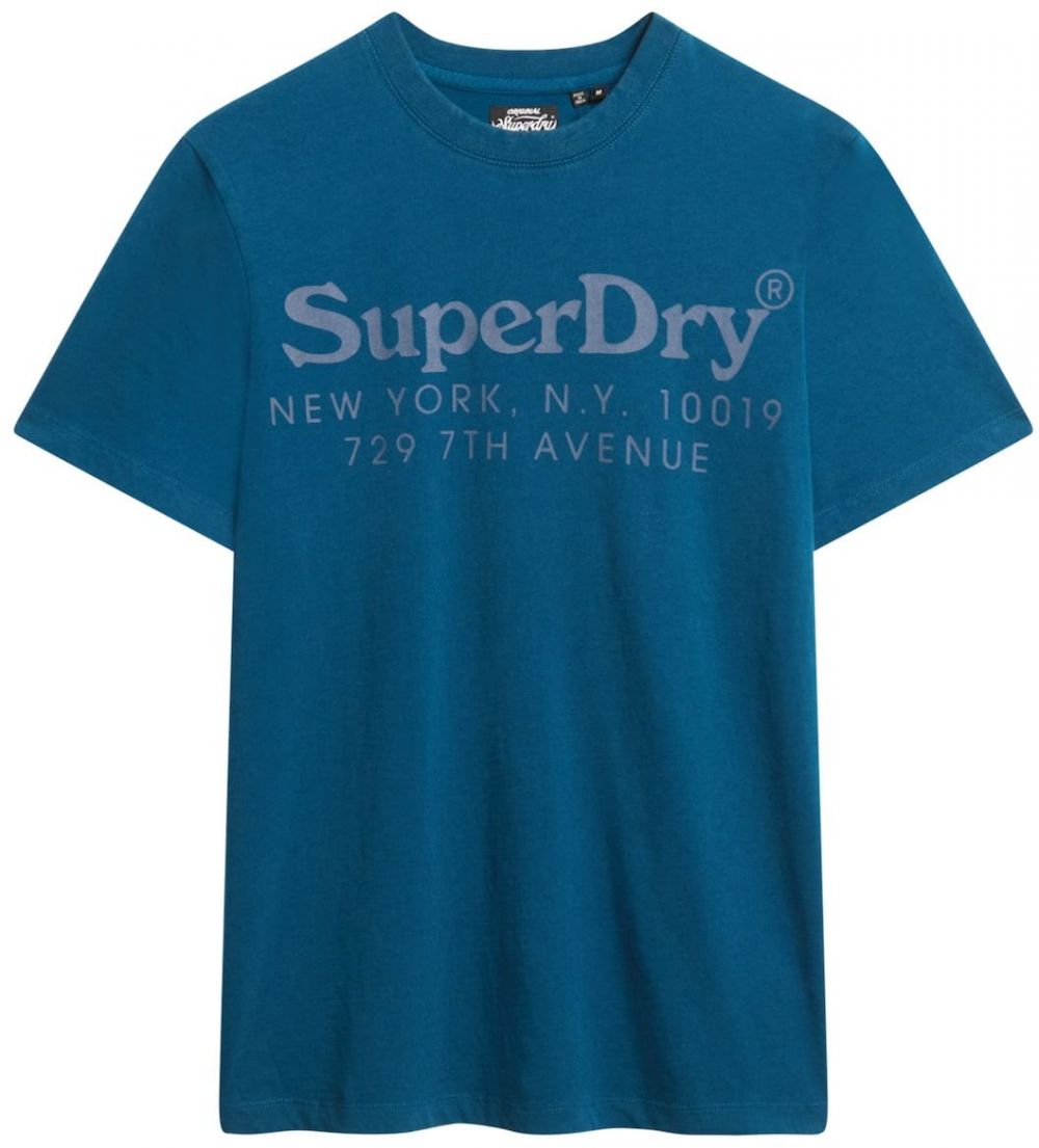 Superdry Tričko 'Venue'  enciánová / sivobéžová