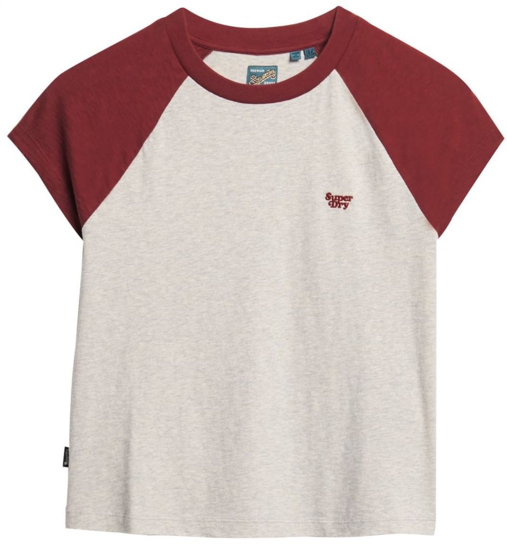 Superdry Tričko 'Essential'  svetlosivá / burgundská