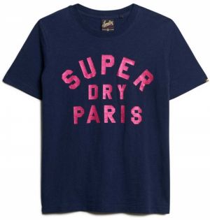 Superdry Tričko  námornícka modrá / ružová