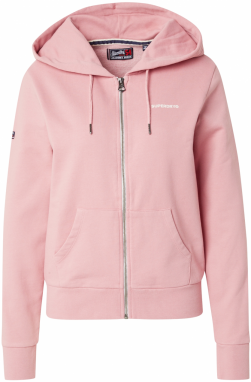Superdry Tepláková bunda  ružová / biela