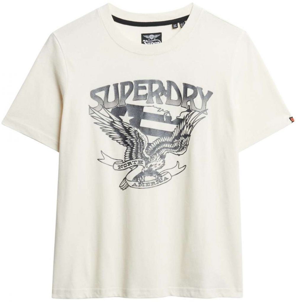 Superdry Tričko 'American Eagle'  krémová / tmavosivá
