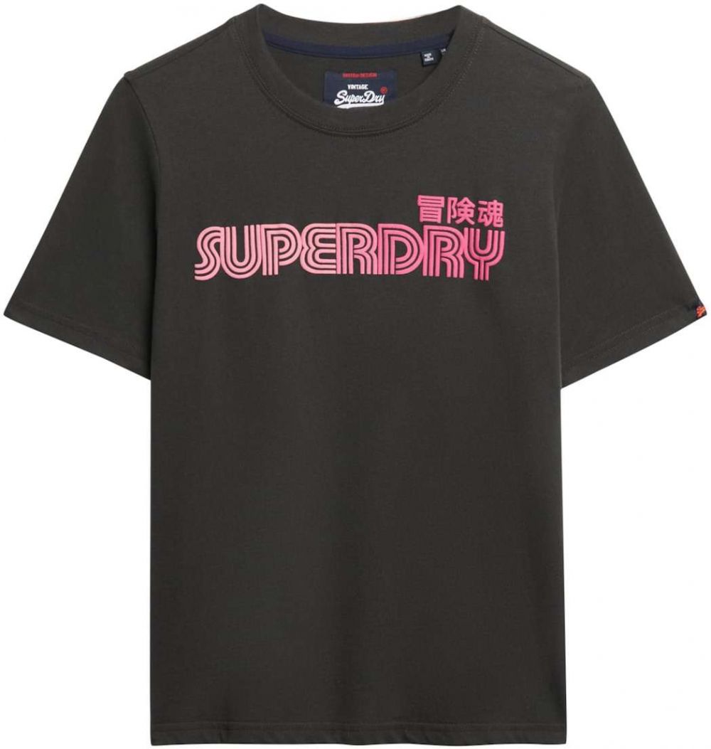 Superdry Tričko  ružová / čierna