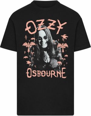 Merchcode Tričko 'Ozzy Osbourne - Pink Bat'  svetlosivá / ružová / čierna