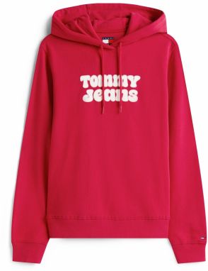Tommy Jeans Mikina 'ESS'  červená / biela