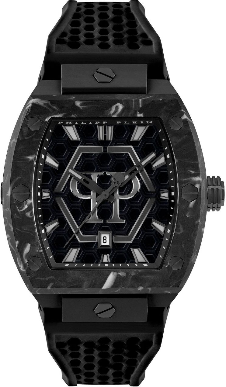 Philipp Plein Analógové hodinky 'The Hexagon Phantom'  antracitová / čierna