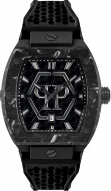 Philipp Plein Analógové hodinky 'The Hexagon Phantom'  antracitová / čierna