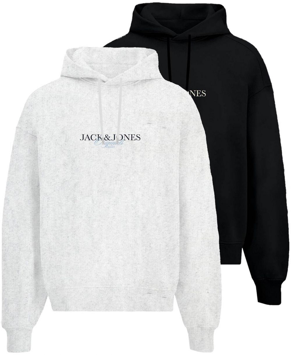 JACK & JONES Mikina 'JORBILLYBURG'  sivá melírovaná / čierna