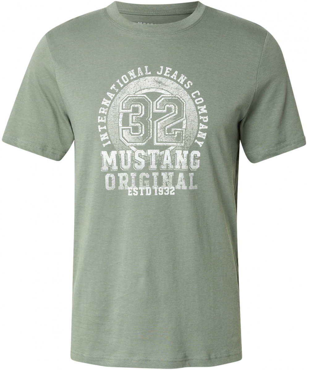 MUSTANG Tričko 'Austin'  kaki / biela