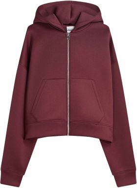 Bershka Tepláková bunda  burgundská