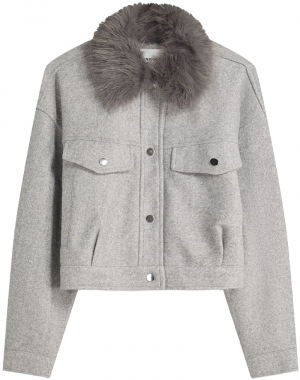 Bershka Prechodná bunda  antracitová / svetlosivá