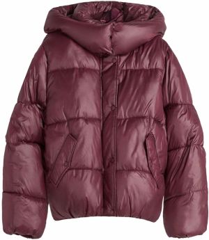 Bershka Zimná bunda  vínovo červená