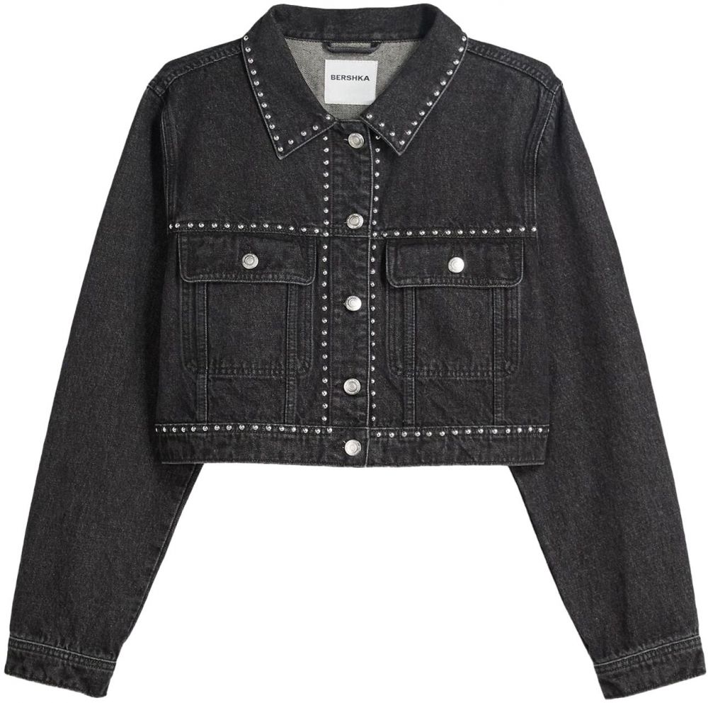 Bershka Prechodná bunda  čierny denim
