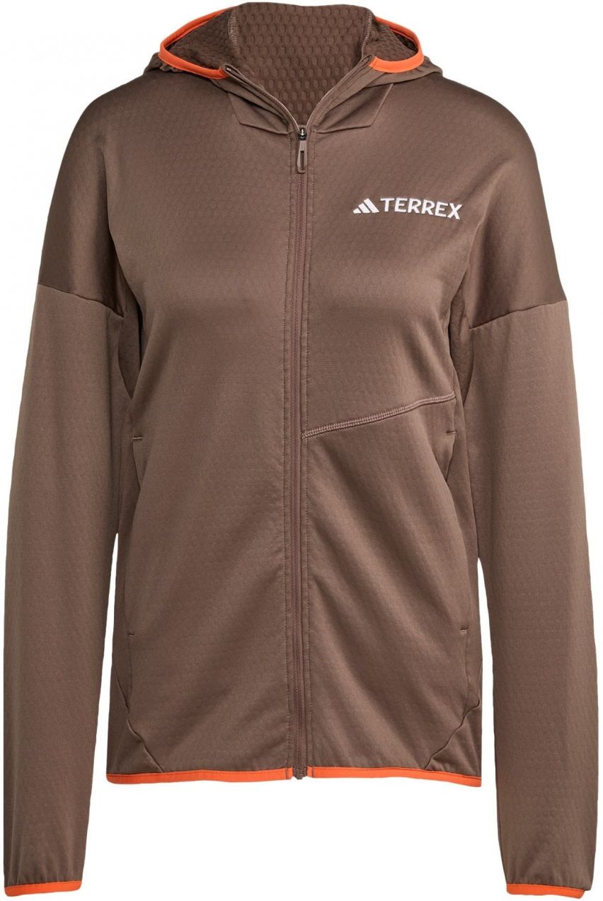 ADIDAS TERREX Funkčná flisová bunda 'Xperior'  čokoládová / oranžová / biela