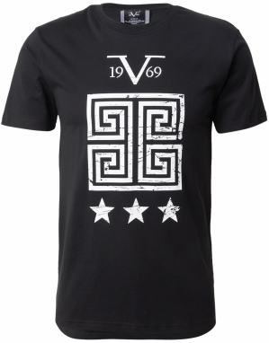 19V69 ITALIA Tričko 'Rafael'  čierna / biela