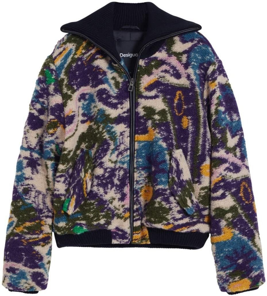 Desigual Prechodná bunda  modrá / tmavozelená / tmavofialová / biela ako vlna