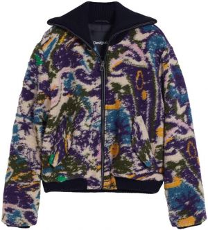 Desigual Prechodná bunda  modrá / tmavozelená / tmavofialová / biela ako vlna