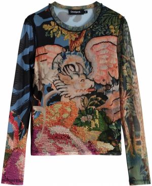 Desigual Tričko 'by Mr. Christian Lacroix'  modrá / tmavozelená / lososová / purpurová