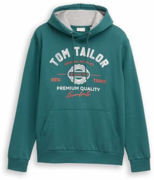 TOM TAILOR Mikina  smaragdová / svetločervená / biela